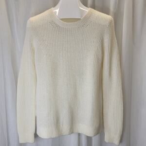 LOFT Cream Crewneck Pullover Sweater, S